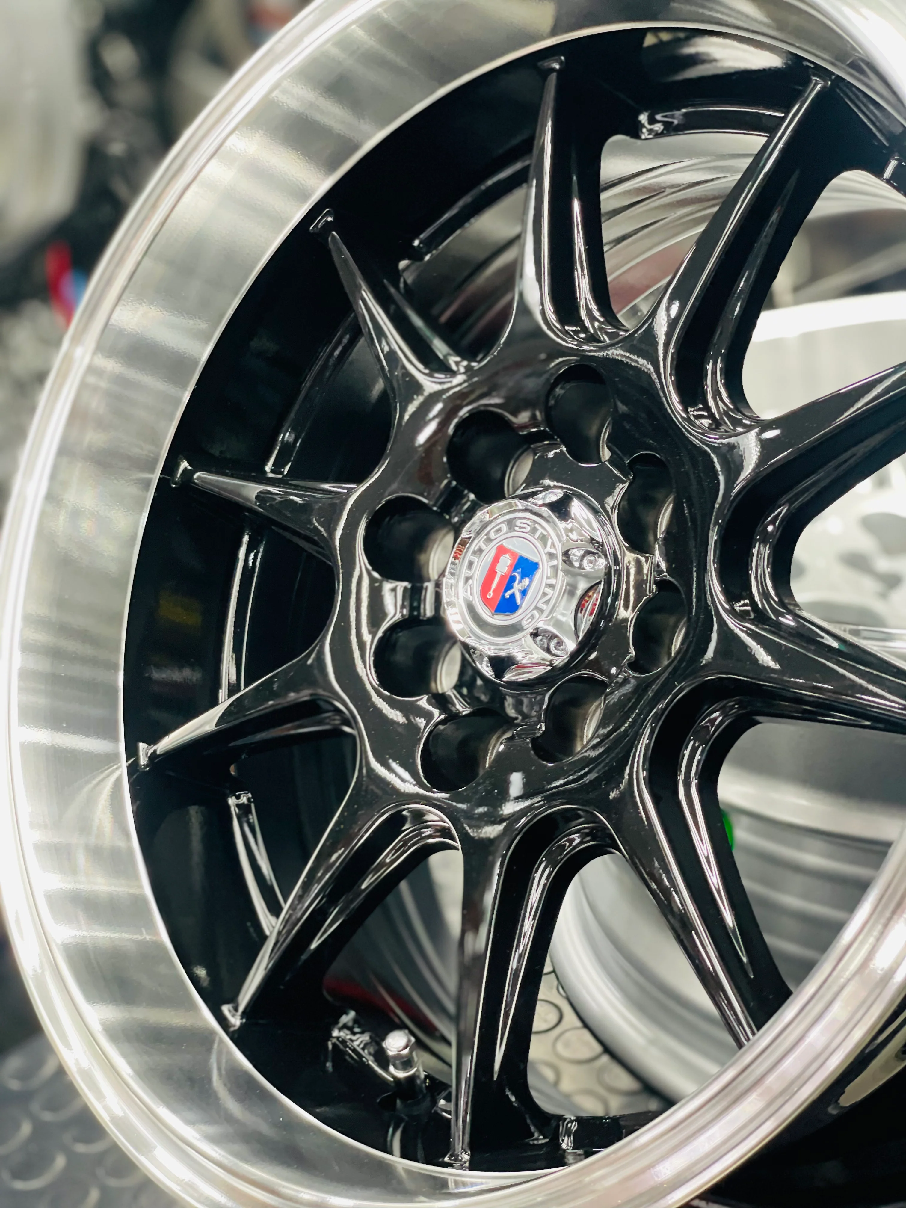 15” AS- 7166 4/100 4/114 gloss black wheels - Image 4