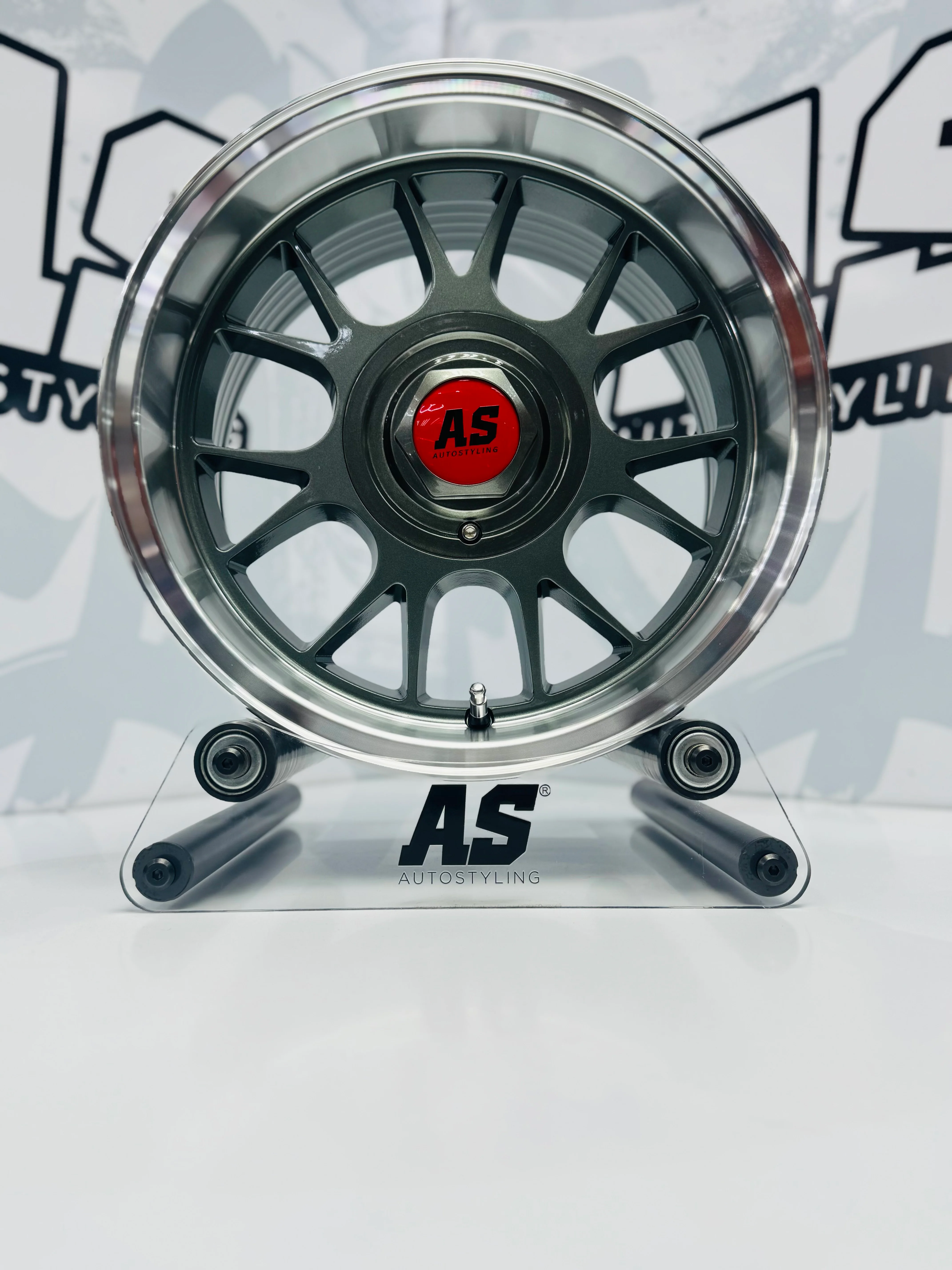 15” AS- 7568 5x100 & 5x114 gunmetal machine lip wheels - Image 4
