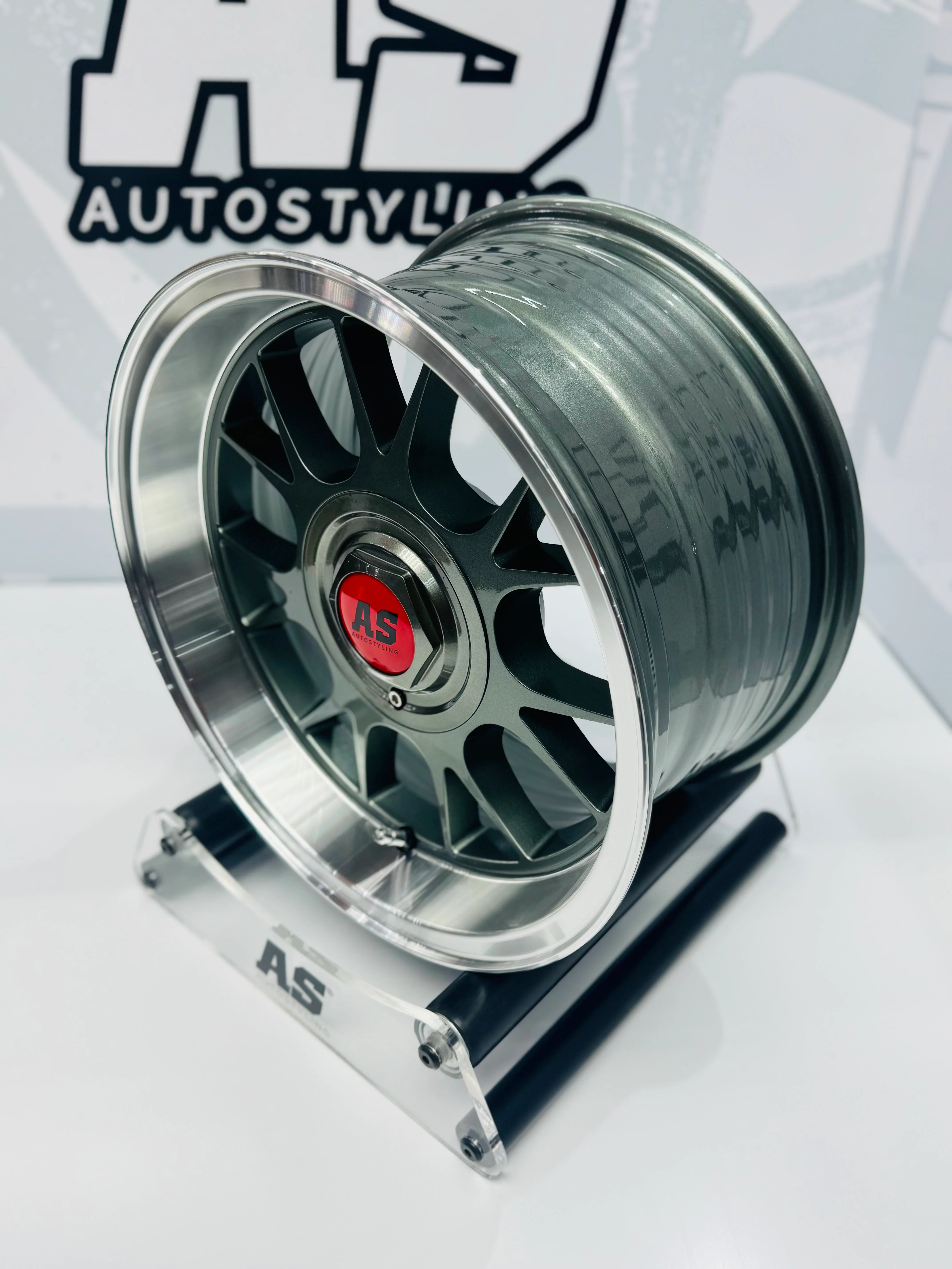 15” AS- 7568 5x100 & 5x114 gunmetal machine lip wheels - Image 5