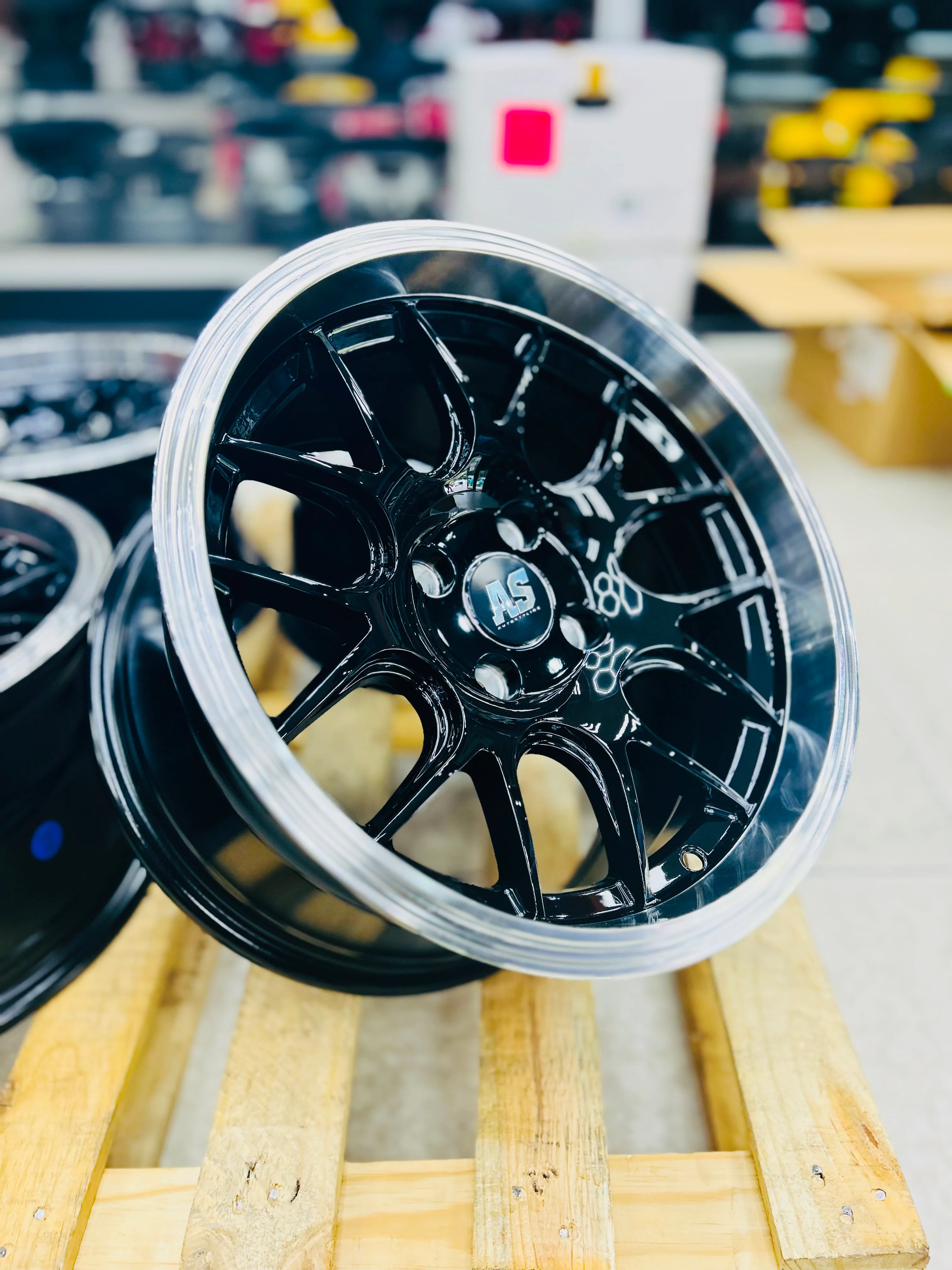 15” AS-TRW 1007 4/100 gloss black wheels - Image 3