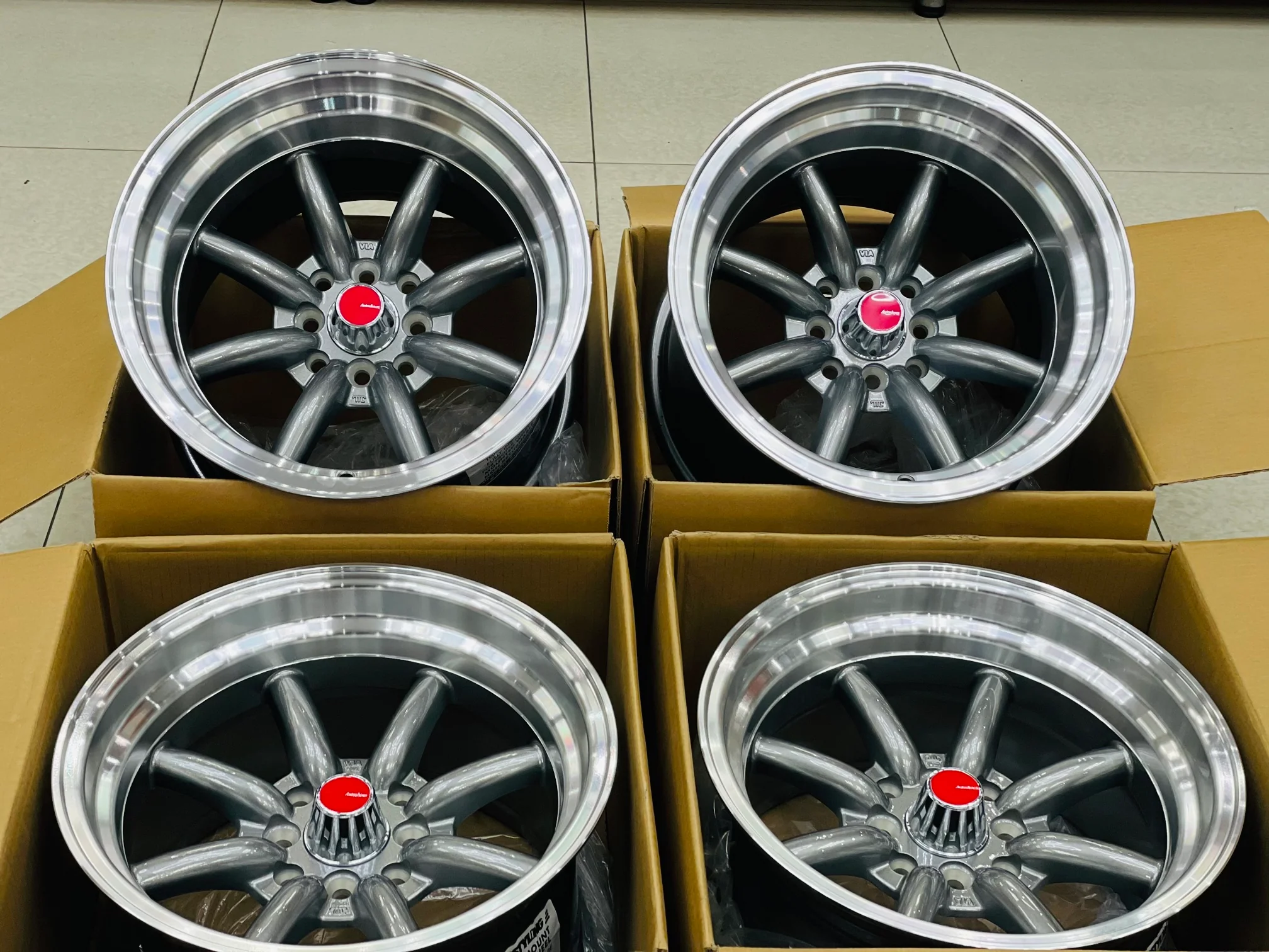 15” AS-WATA 9/10.5J 4/100 4/114 GUNMETAL RIMS - Image 11