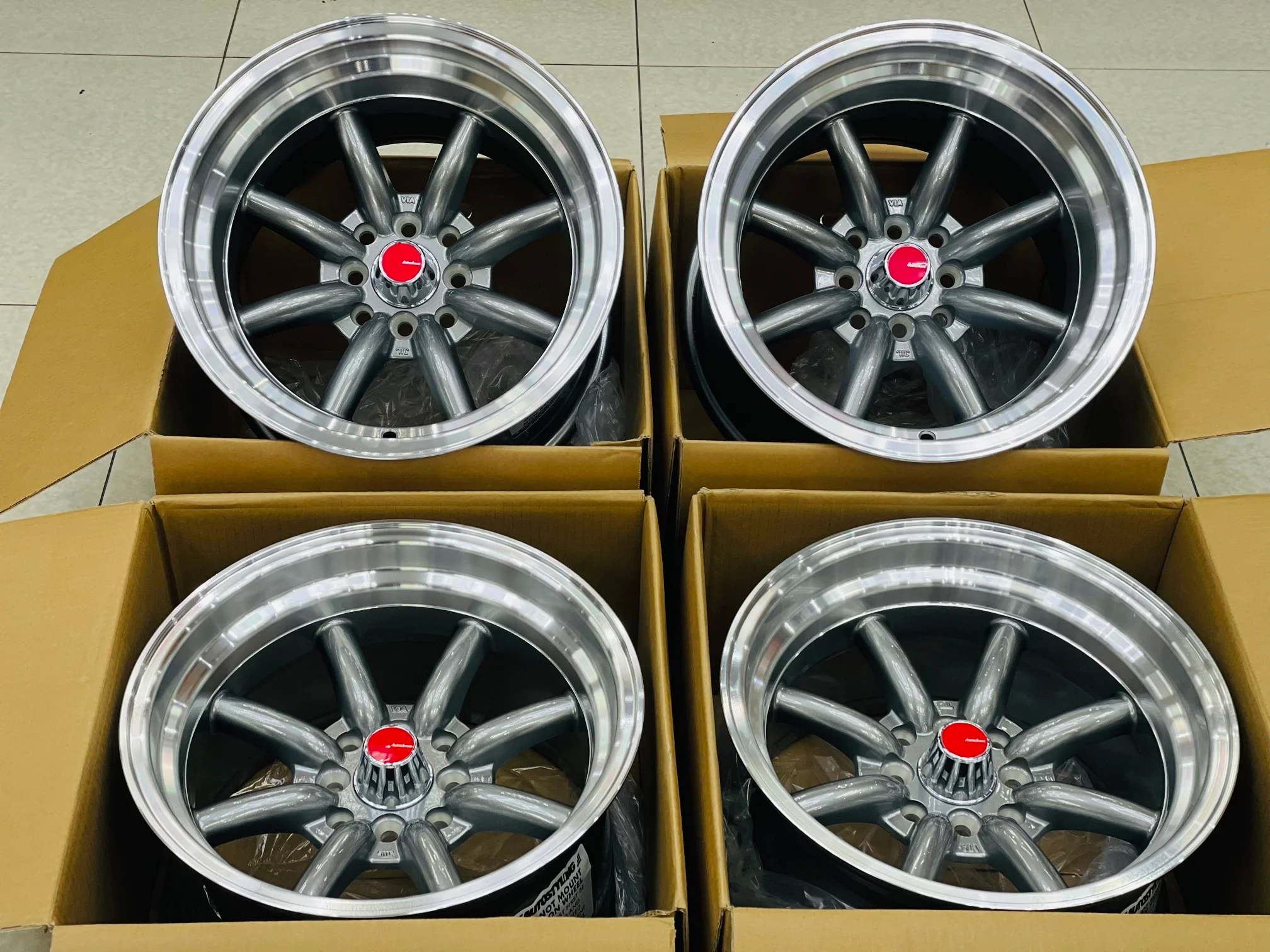 15” AS-WATA 9/10.5J 4/100 4/114 GUNMETAL RIMS - Image 7