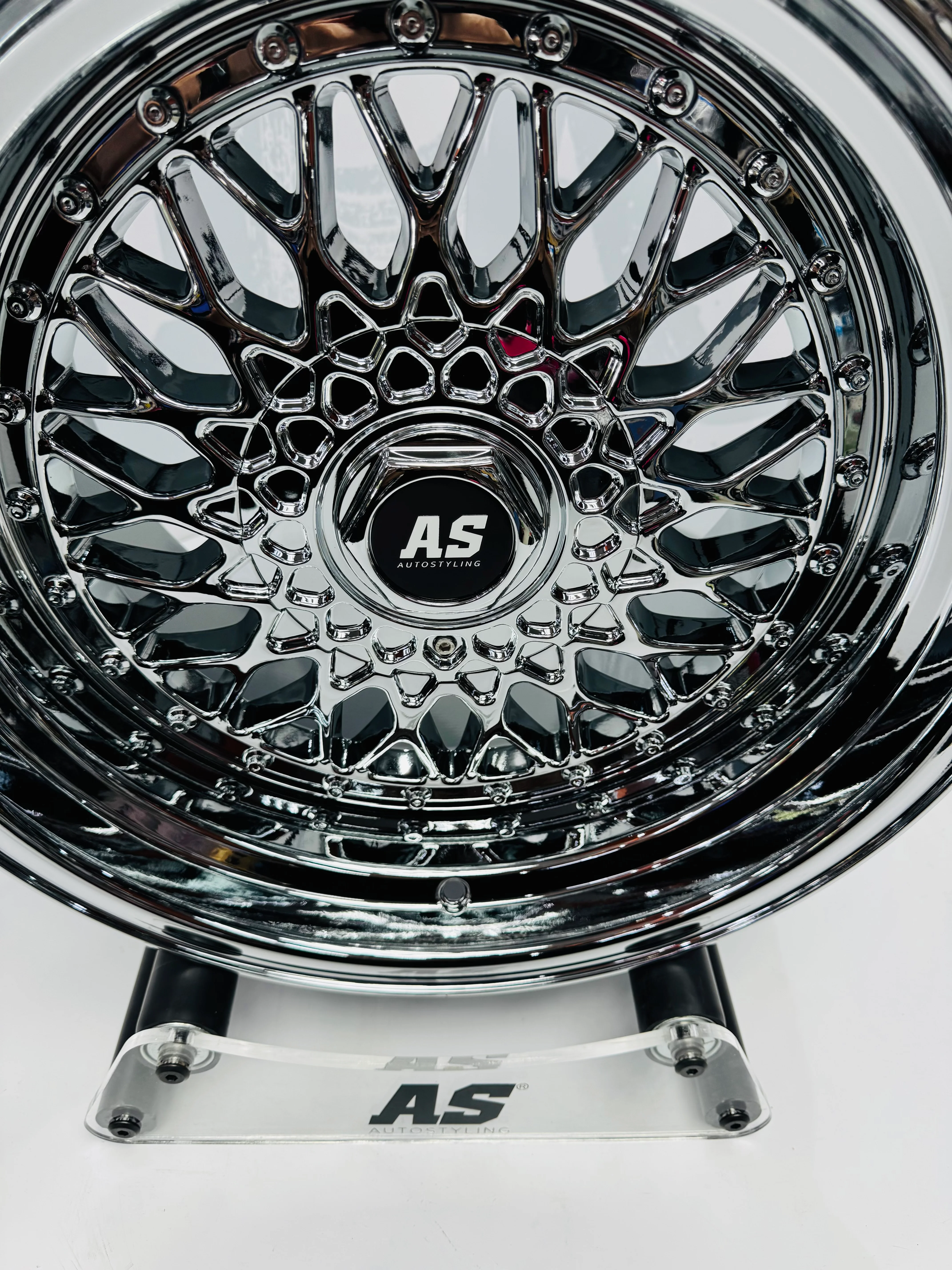 17” AS® CHROME WITH CHROME  STUDS  4x100 & 5x100 8.5j/ 10j - Image 8
