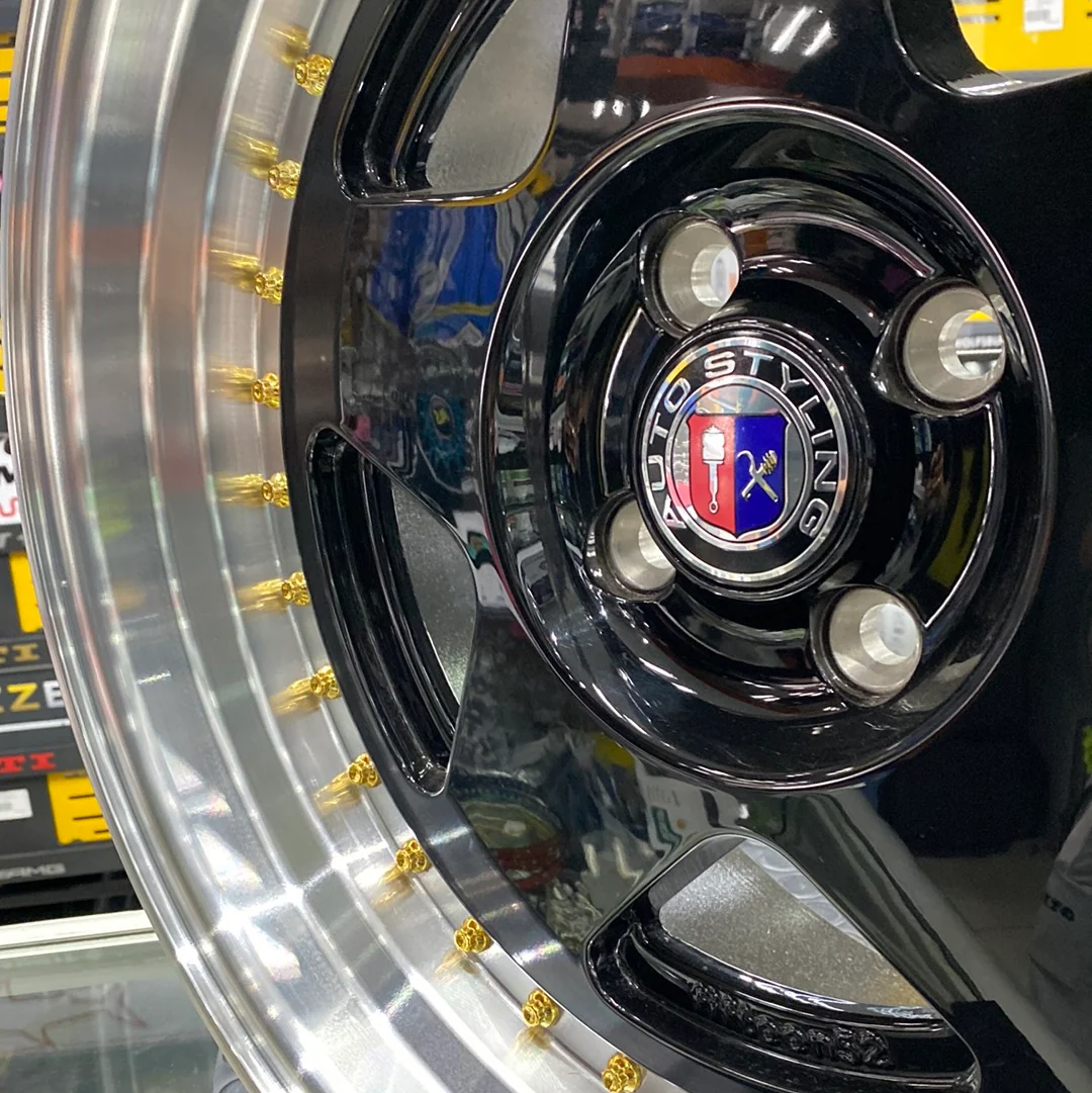 17” AS - 52 4x100 BLK GOLD STUD - Image 3