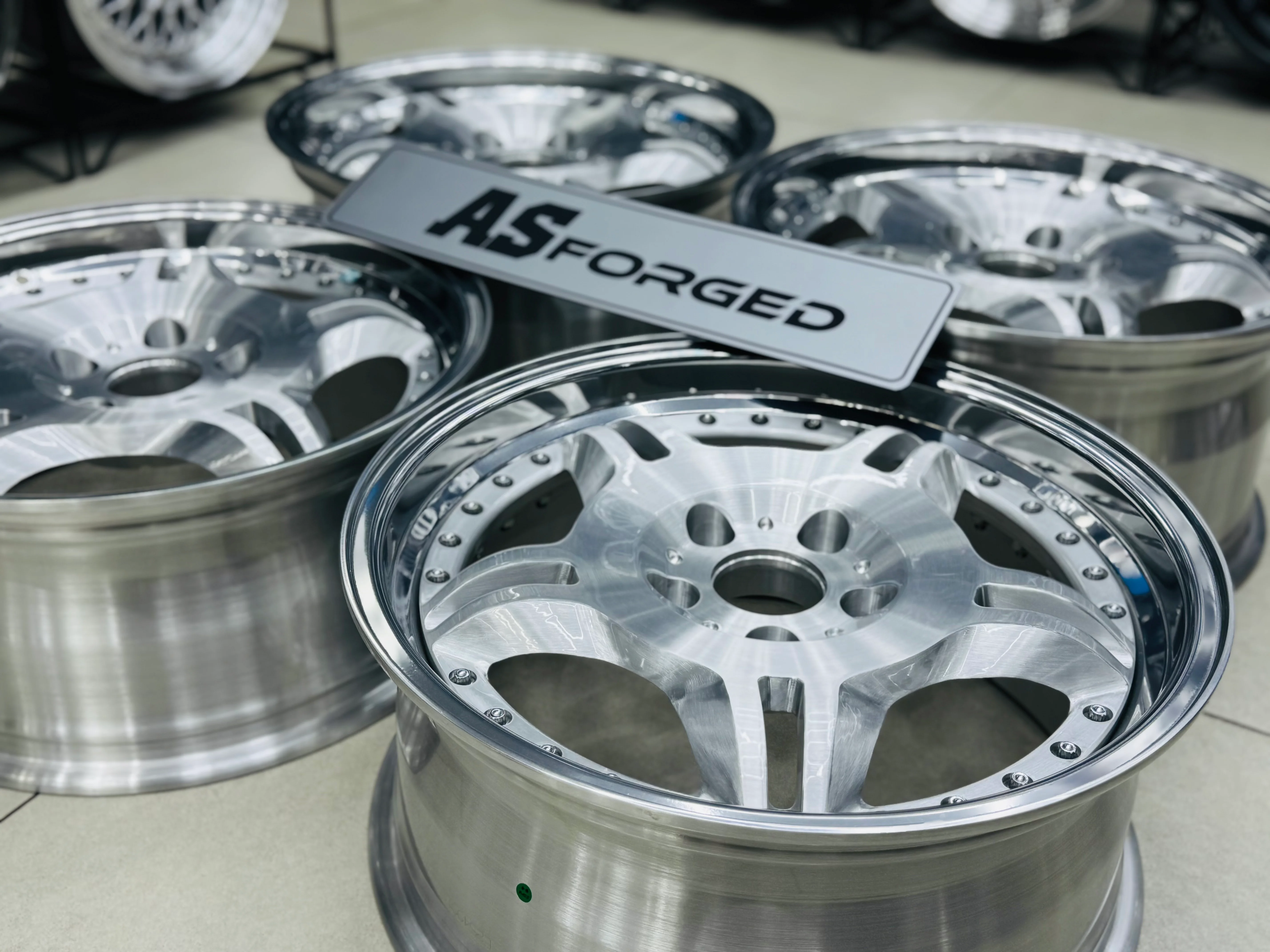 18 ” E36 M3 MOTORSPORT GERMAN SPEC FORGED2PCE SPLIT  RIMS SILVER NARROW WIDES WITH HIGH POLISH MIRROR LIPS - Image 9