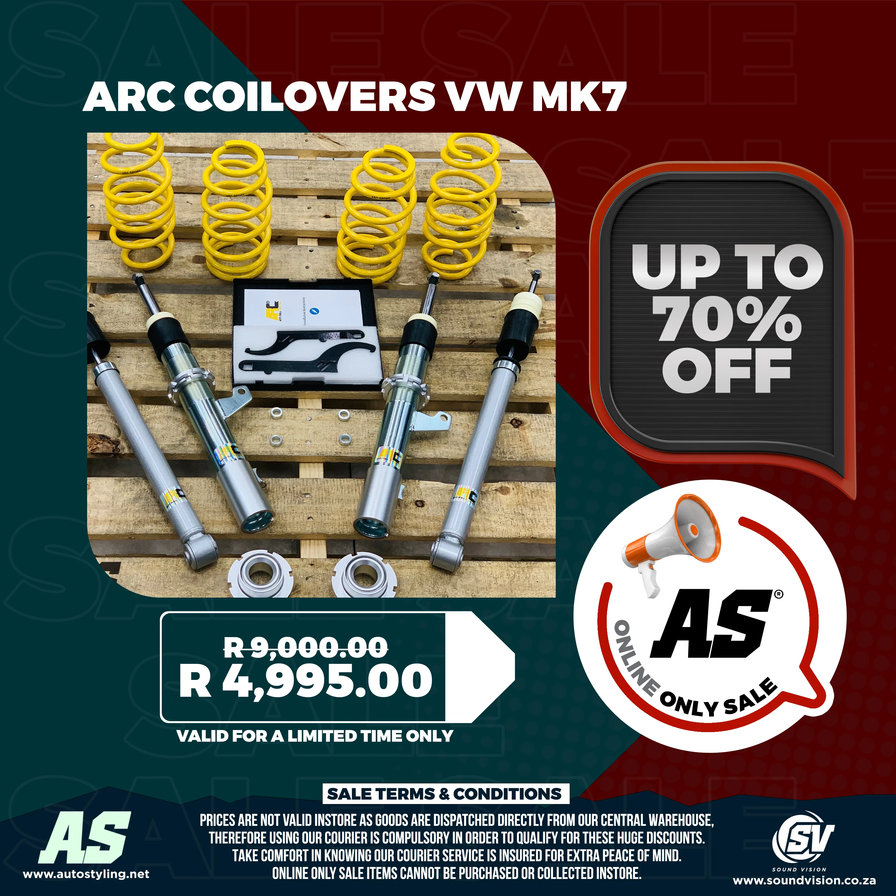 ARC COILOVERS VW MK7 TSI 50mm strut