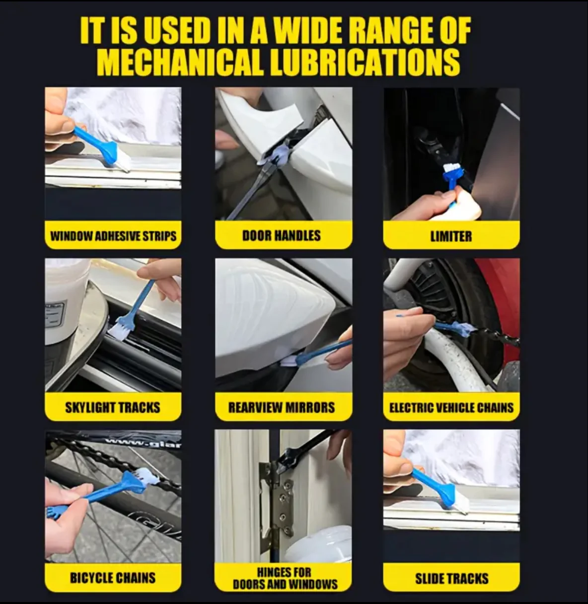 Automotive Door Grease - Hinge And Track Maintenance Paste, Sunroof/Track Lubrication to Prevent Sticking And Eliminate Noise, Comes with a Brush - Ensures Smooth And Quiet Operation of Car Parts - Soft Top Zipper Lubricant. - Image 3
