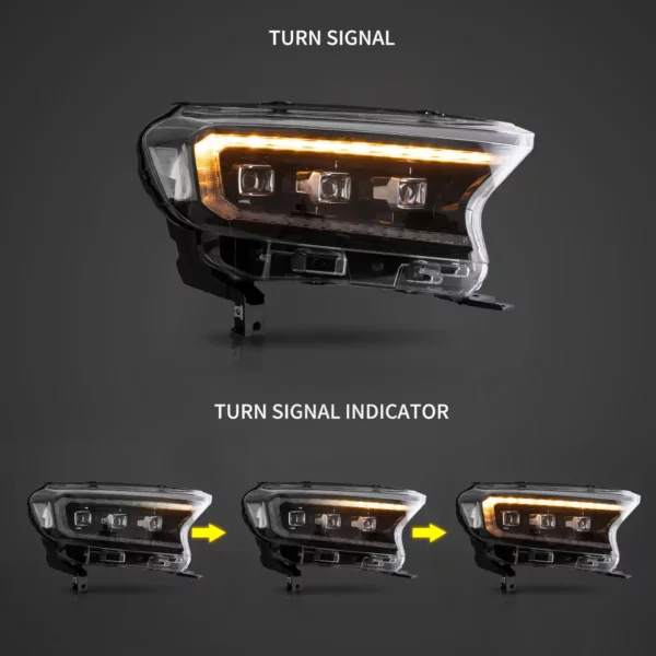 Ford Ranger VLAND Headlights Tri-Projector style 2016+ to 2022 - Image 4