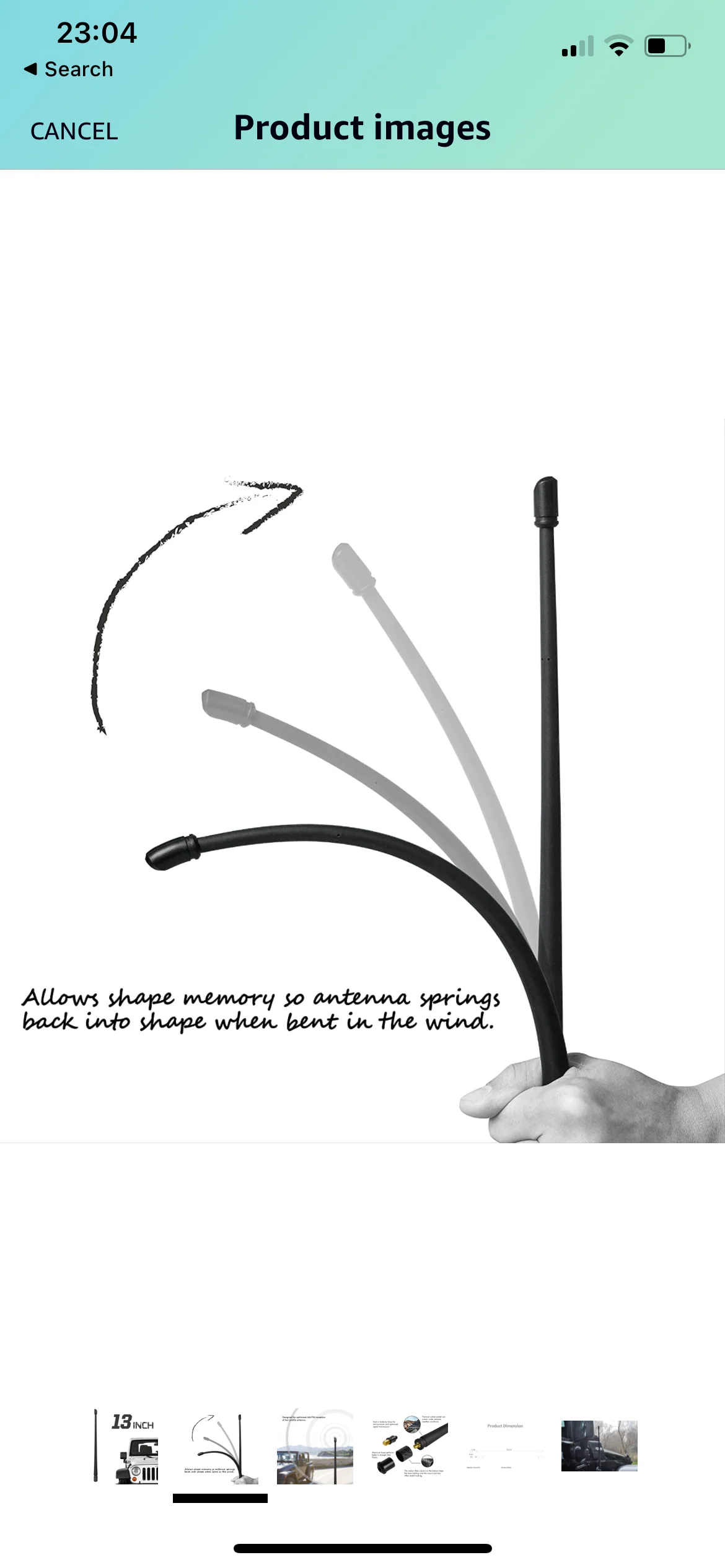 JEEP RYDONAIR 13” RUBBER/CARBON REPLACEMENT ANTENNA - Image 2