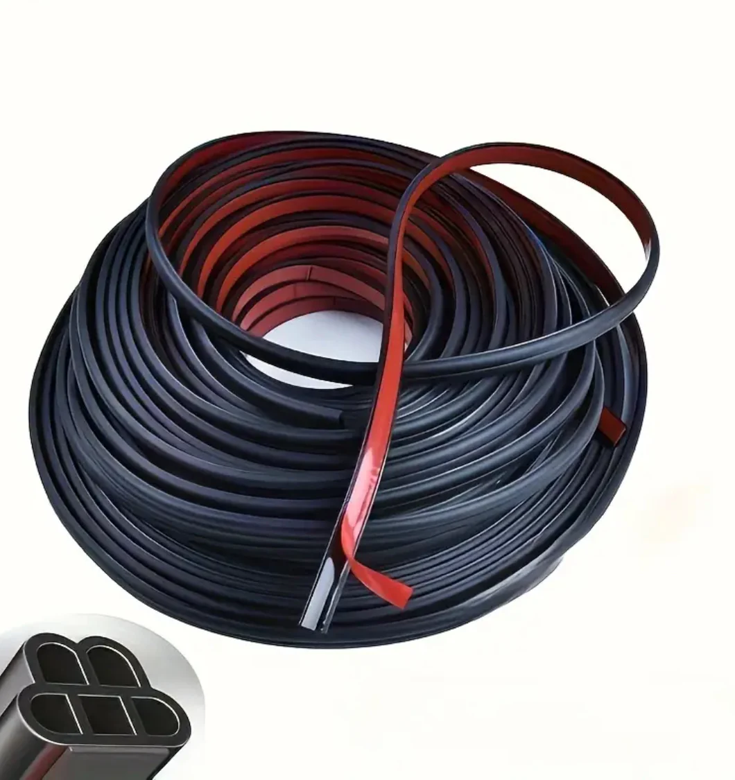 Rubber Car Door Seal Strip - Double Layer Noise Reduction, Shock Absorption Soundproofing Protective Trim, Non-Waterproof, Multi-Pack, Vibration Dampening | Duallayer Structure | Textured Surface, Car Soundproofing