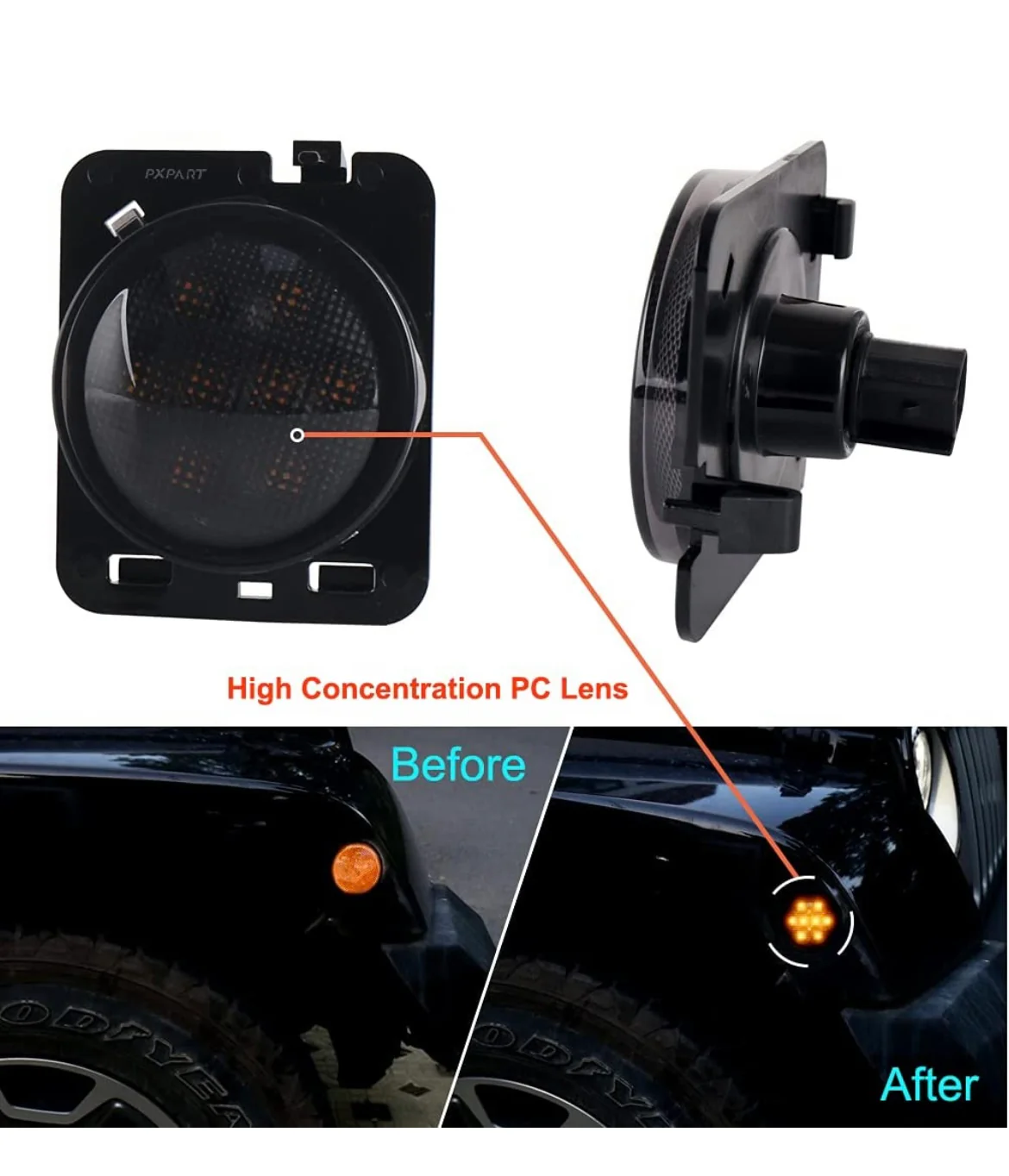 Smoke Lens LED Side Marker Front Fender Amber Turn Signal Parking Lights for Jeep Wrangler 2007-2017 - Image 7