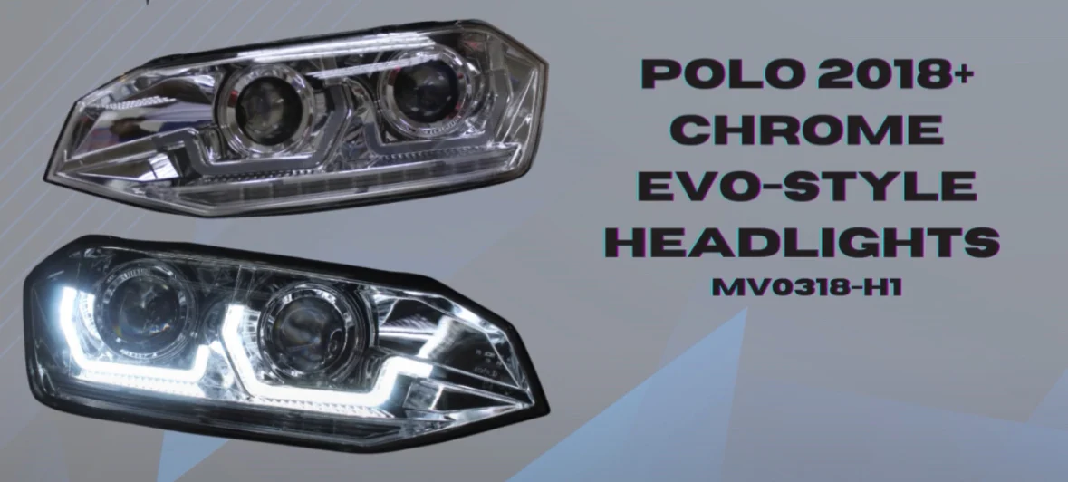 VW POLO 8 EVO ANGEL EYE HEADLIGHTS CHROME