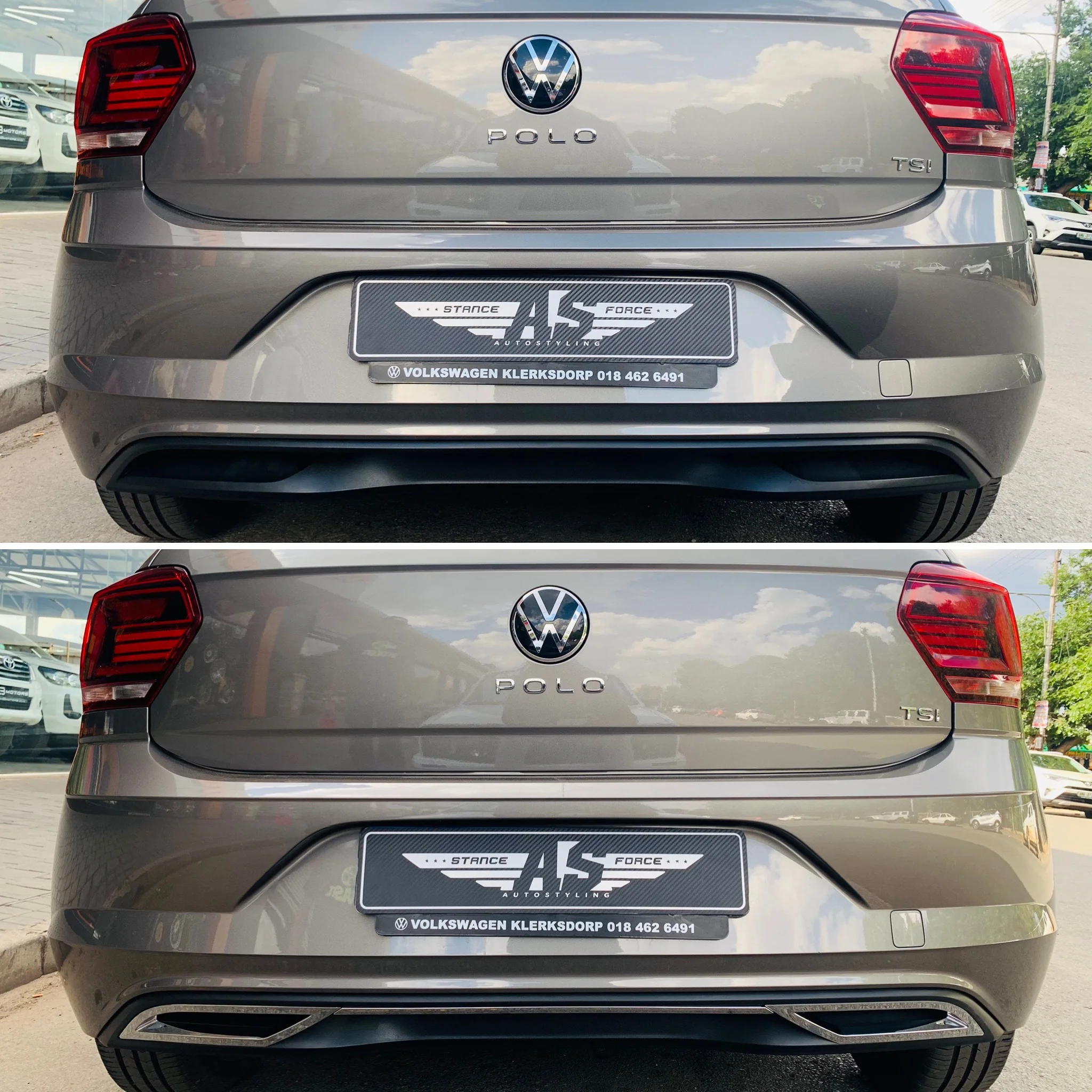 VW POLO 8 TSI TO R-LINE UPGRADE REAR DIFFUSER CHROME TRIMMING - Image 10
